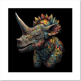 Colorful Horned Dino Too Posters and Art